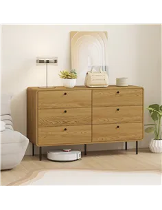 HOMCOM Chest of Drawers, 6 Drawer Dresser - Oak 2