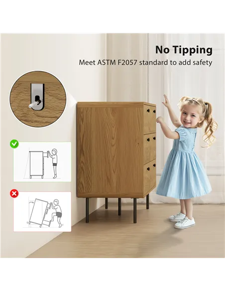 HOMCOM Chest of Drawers, 6 Drawer Dresser - Oak