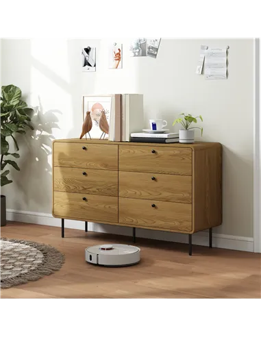 HOMCOM Chest of Drawers, 6 Drawer Dresser - Oak