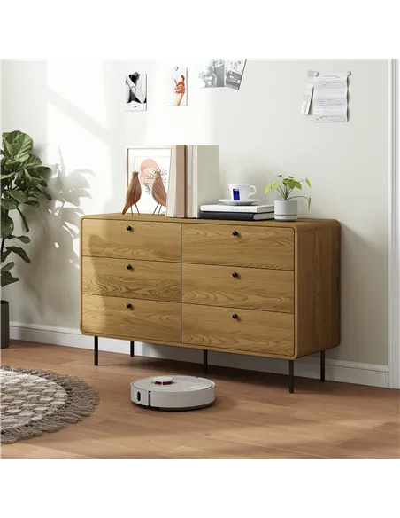 HOMCOM Chest of Drawers, 6 Drawer Dresser - Oak