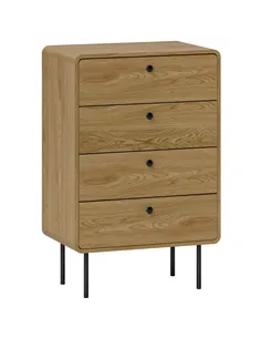 HOMCOM Modern Chest of Drawers with 4 Drawers - Oak