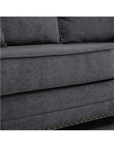 HOMCOM 3 Seater Sofa, Fabric Couch with Rubber Wood Legs, 3 Seater Settee with Extra Padded Cushions and Pillows for Living Room