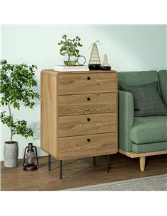 HOMCOM Modern Chest of Drawers with 4 Drawers - Oak 2