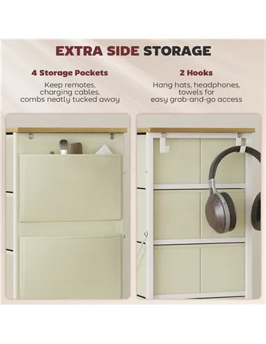 HOMCOM Chest of Five Fabric Drawers - Beige