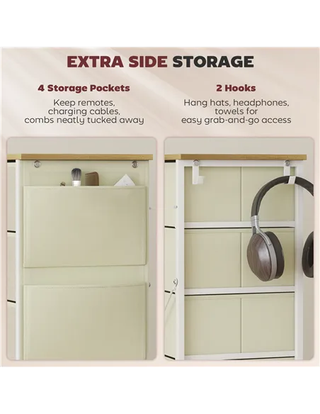 HOMCOM Chest of Five Fabric Drawers - Beige