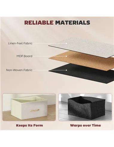 HOMCOM Chest of Five Fabric Drawers - Beige