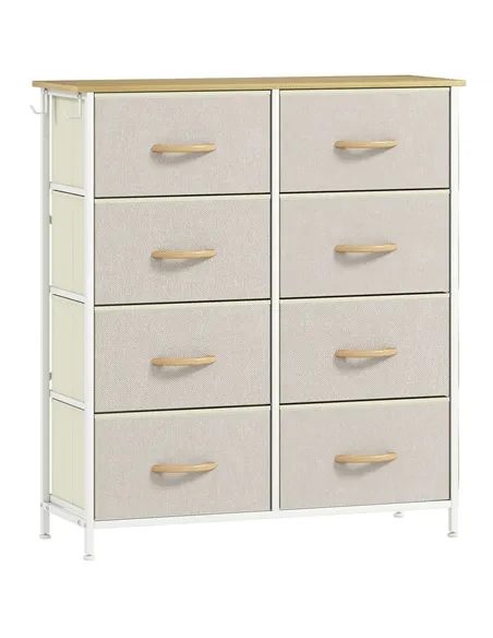 HOMCOM Chest of Eight Fabric Drawers - Beige