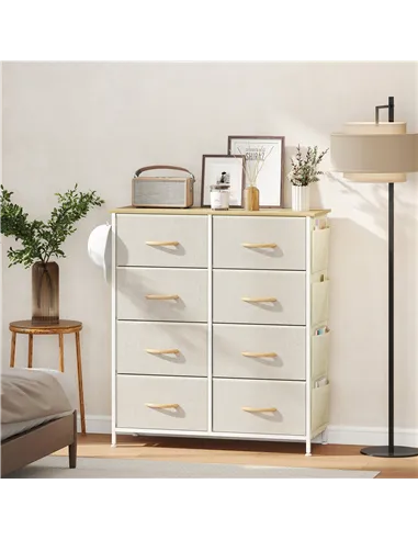HOMCOM Chest of Eight Fabric Drawers - Beige