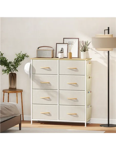 HOMCOM Chest of Eight Fabric Drawers - Beige