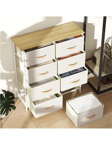 HOMCOM Chest of Eight Fabric Drawers - Beige