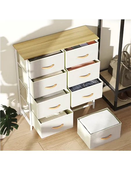 HOMCOM Chest of Eight Fabric Drawers - Beige