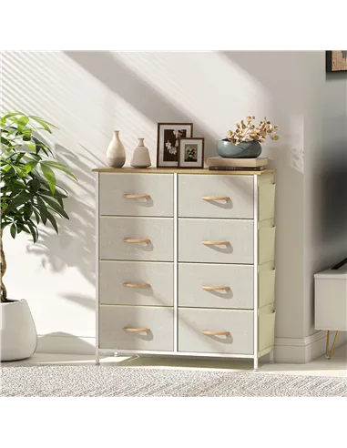 HOMCOM Chest of Eight Fabric Drawers - Beige