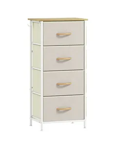 HOMCOM Chest of Four Fabric Drawers - Beige