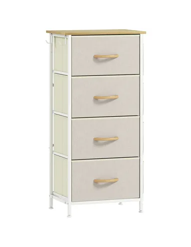 HOMCOM Chest of Four Fabric Drawers - Beige