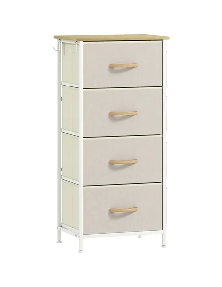 HOMCOM Chest of Four Fabric Drawers - Beige