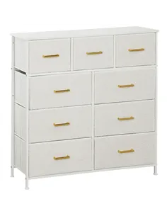 HOMCOM Chest of Drawers with 9 Fabric Drawers, Boucle Storage Organiser with Steel Frame, Fabric Dresser for Bedroom, Living Roo