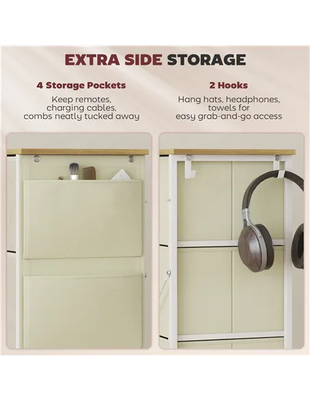 HOMCOM Chest of Four Fabric Drawers - Beige