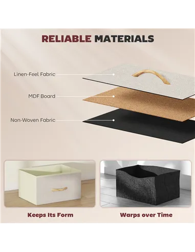 HOMCOM Chest of Four Fabric Drawers - Beige