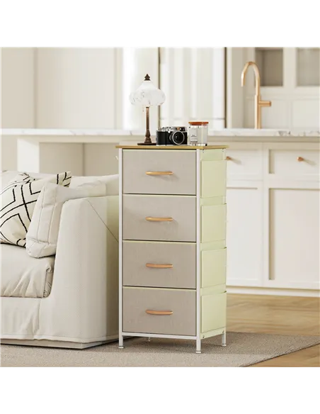 HOMCOM Chest of Four Fabric Drawers - Beige