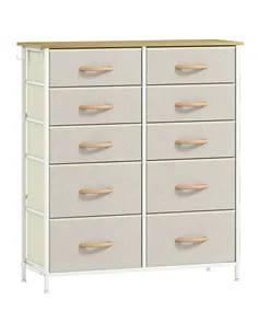 HOMCOM Chest of Ten Fabric Drawers - Beige