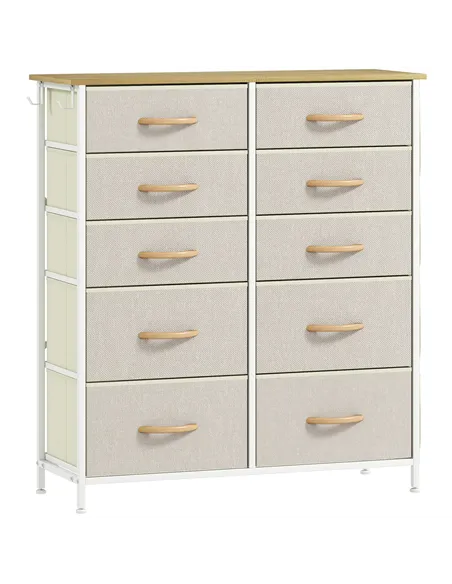 HOMCOM Chest of Ten Fabric Drawers - Beige