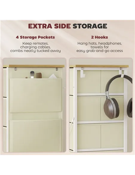 HOMCOM Chest of Ten Fabric Drawers - Beige