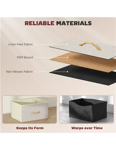 HOMCOM Chest of Ten Fabric Drawers - Beige