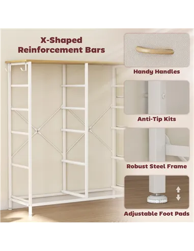 HOMCOM Chest of Ten Fabric Drawers - Beige