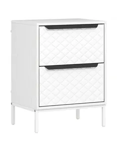 HOMCOM Chest of Drawers, Dresser with 2 Fabric Drawers and Aluminium Handles - White