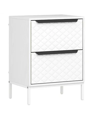 HOMCOM Chest of Drawers, Dresser with 2 Fabric Drawers and Aluminium Handles - White