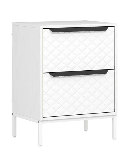 HOMCOM Chest of Drawers, Dresser with 2 Fabric Drawers and Aluminium Handles - White
