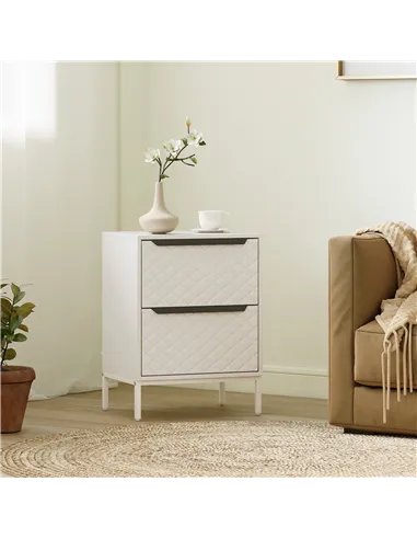 HOMCOM Chest of Drawers, Dresser with 2 Fabric Drawers and Aluminium Handles - White