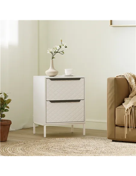 HOMCOM Chest of Drawers, Dresser with 2 Fabric Drawers and Aluminium Handles - White