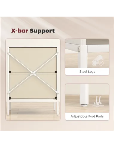 HOMCOM Chest of Drawers, Dresser with 2 Fabric Drawers and Aluminium Handles - White