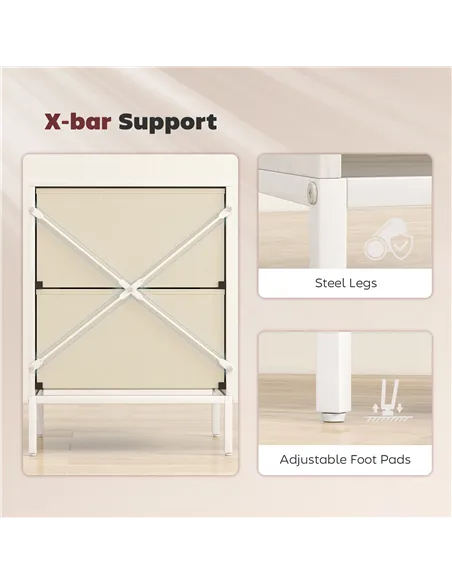 HOMCOM Chest of Drawers, Dresser with 2 Fabric Drawers and Aluminium Handles - White