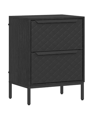 HOMCOM Chest of Drawers, Dresser with 2 Fabric Drawers and Aluminium Handles - Black
