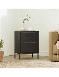 HOMCOM Chest of Drawers, Dresser with 2 Fabric Drawers and Aluminium Handles - Black 2