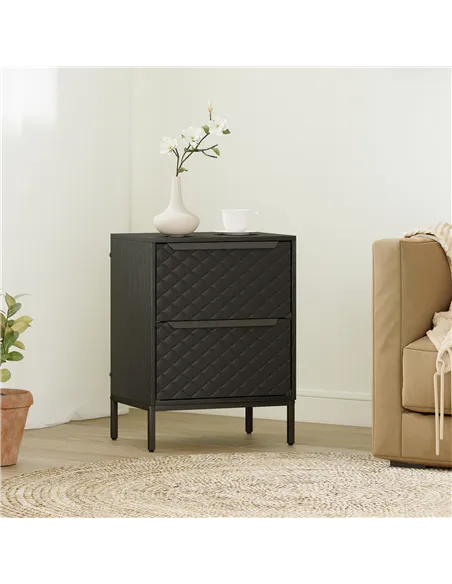 HOMCOM Chest of Drawers, Dresser with 2 Fabric Drawers and Aluminium Handles - Black