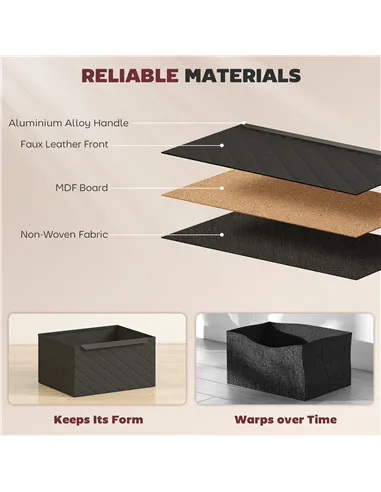 HOMCOM Chest of Drawers, Dresser with 2 Fabric Drawers and Aluminium Handles - Black