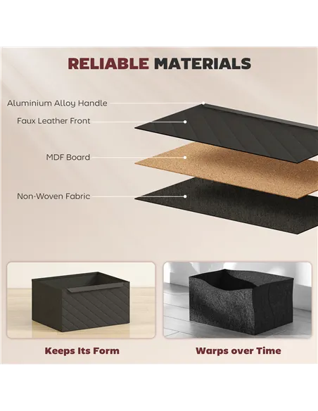 HOMCOM Chest of Drawers, Dresser with 2 Fabric Drawers and Aluminium Handles - Black