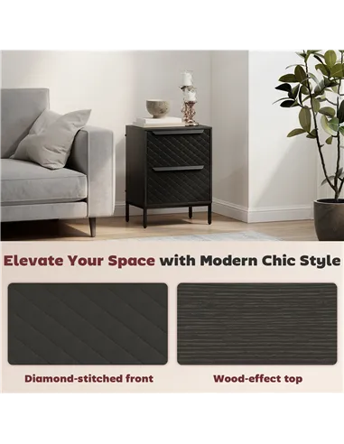 HOMCOM Chest of Drawers, Dresser with 2 Fabric Drawers and Aluminium Handles - Black