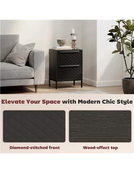 HOMCOM Chest of Drawers, Dresser with 2 Fabric Drawers and Aluminium Handles - Black