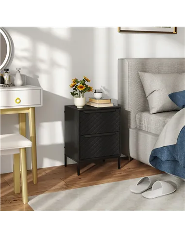 HOMCOM Chest of Drawers, Dresser with 2 Fabric Drawers and Aluminium Handles - Black