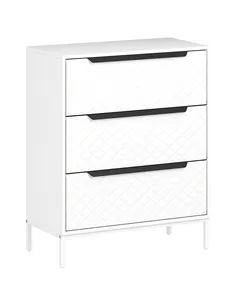 HOMCOM Chest of Drawers, Dresser with 3 Fabric Drawers and Aluminium Handles - White