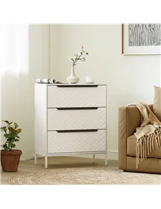 HOMCOM Chest of Drawers, Dresser with 3 Fabric Drawers and Aluminium Handles - White 2