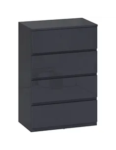 HOMCOM High Gloss Chest of Drawers, 4-Drawer Storage Cabinets, Modern Dresser for Bedroom, Grey