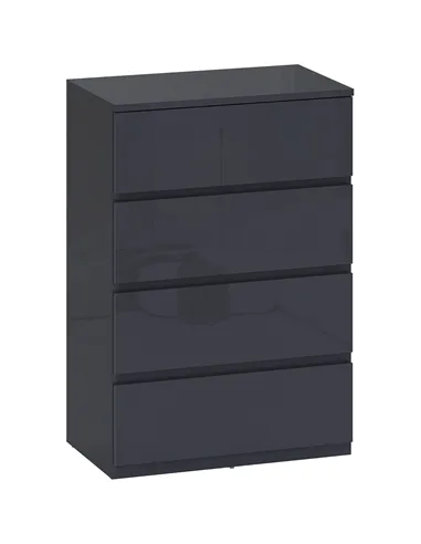 HOMCOM High Gloss Chest of Drawers, 4-Drawer Storage Cabinets, Modern Dresser for Bedroom, Grey