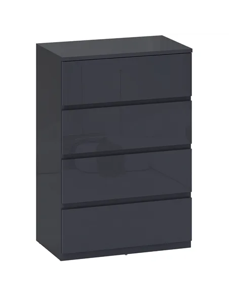 HOMCOM High Gloss Chest of Drawers, 4-Drawer Storage Cabinets, Modern Dresser for Bedroom, Grey