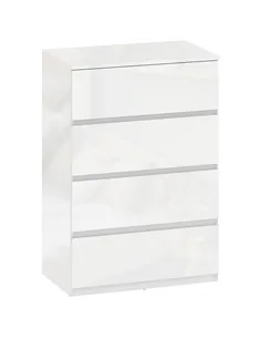 HOMCOM High Gloss Chest of Drawers, 4-Drawer Storage Cabinets, Modern Dresser for Bedroom, White