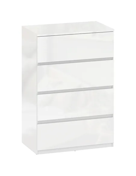 HOMCOM High Gloss Chest of Drawers, 4-Drawer Storage Cabinets, Modern Dresser for Bedroom, White